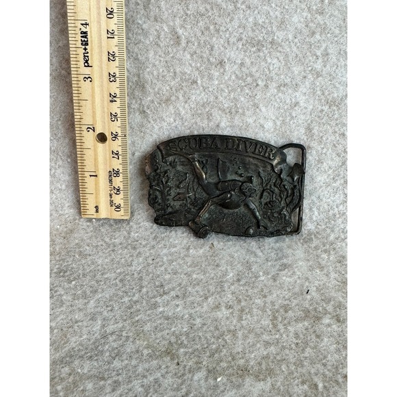 Vtg SCUBA DIVER Belt Buckle Darrell Allan‎ Products Healdsburg CA Ocean Explore